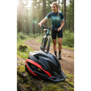 Imagem de Capacete Ciclismo c/ Luz LED e Viseira Removível Tamanho M - Congratul