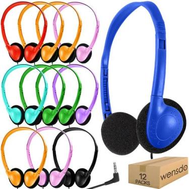 Imagem de Fones para Crianças Wensdo HY857 12 Unidades com Fio Multicolorido