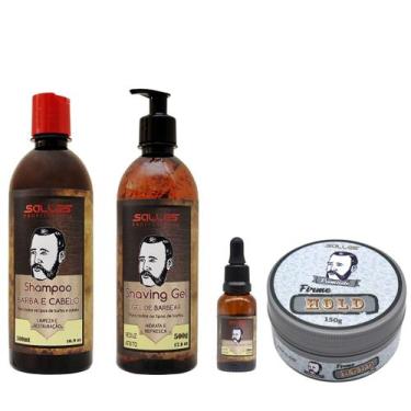 Imagem de Kit Barber Shampoo + Shaving + Óleo + Pomada Hold Salles - Salles Prof