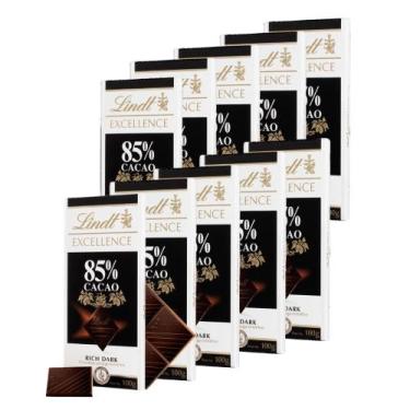 Imagem de 10 Barras Chocolate - 85% Cacau - Lindt Excellence, 85% Cacau