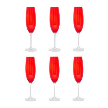 Imagem de Cj 6 Taças de Cristal para Champanhe Banquet Vermelho 200ml Wolff