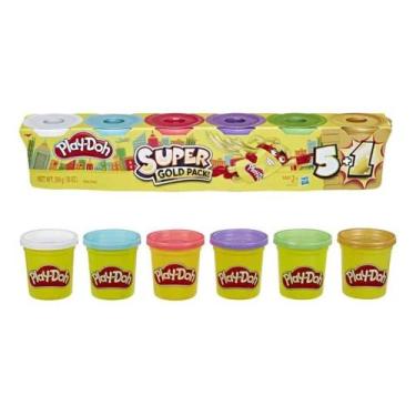 Imagem de Massinha Play Doh Super Silver Gold Pack Com 6 - Hasbro