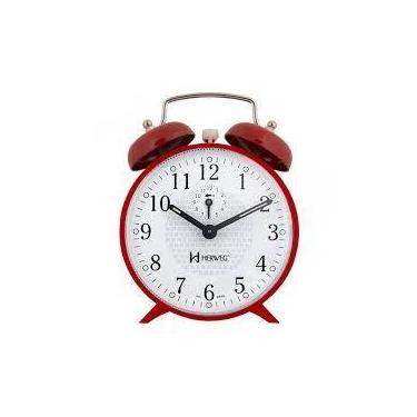 Imagem de Relógio Despertador Mecânico Herweg Vermelho 2206 044, Vermelho