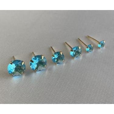 Imagem de Brinco trio pedra azul claro - TALICIAH SEMI JOIAS