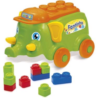 Imagem de Brinquedo Educativo Fantinho Blocos de Montar com 10 Peças Coloridas Estimula Coordenação Motora Maral