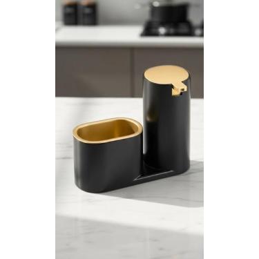 Imagem de Dispenser Detergente com Porta Esponja Preto e Dourado - Congratulatio