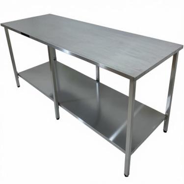 Imagem de Mesa Aço Inox Industrial 150x60x90 cm Plano Liso Nortinox