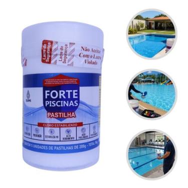 Imagem de Cloro Pastilha Estabilizado Forte Piscinas 1kg Manutenção Purificador 