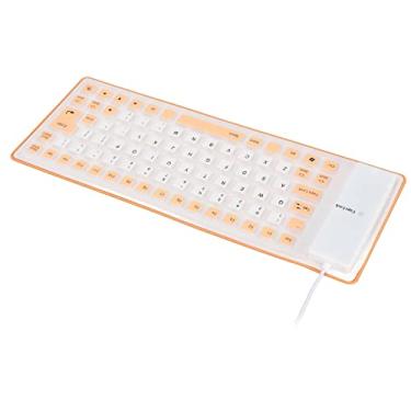 Imagem de Teclado de silicone dobrável, teclado de silicone leve portátil macio confortável para PC notebook(laranja)