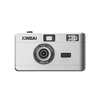 Imagem de Câmera de filme B25 de 35 mm com flash, câmeras de filme vintage reutilizáveis para crianças e adultos (prata)