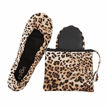 Imagem de Sapatilha feminina dobrável portátil para viagem Shoes 18 com estojo de transporte combinando, Leopardo Sh18-1, 5/6 B(M) US