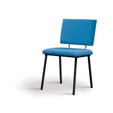 Imagem de Cadeira Antonella Linho Azul Base Aço Preto - Ooca Móveis - Daf Mobili