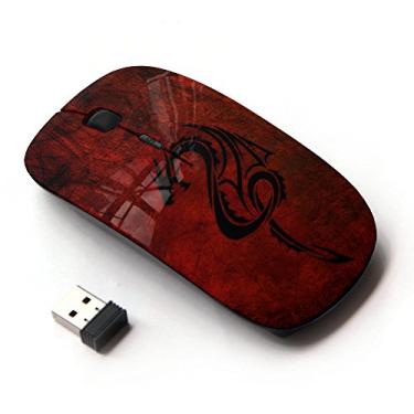 Imagem de KawaiiMouse [Mouse óptico sem fio 2,4 G] Dragão tribal vermelho