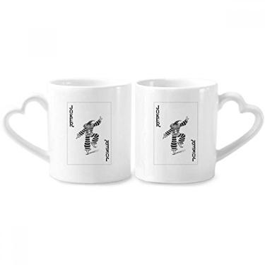 Imagem de Conjunto de canecas de porcelana para casais, padrão de cartas de baralho de coringa, coração de cerâmica