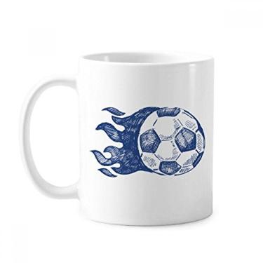 Imagem de Caneca de futebol com padrão azul chama de futebol cerâmica xícara de café porcelana louça