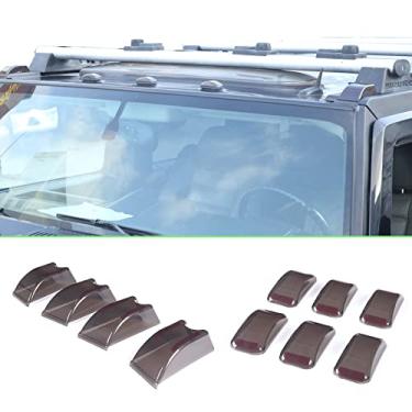 Imagem de PIUGILH Cab Marker Lights Capa de lâmpada protetora e cabine para teto de telhado de telhado, capas para molduras de acabamento para Hummer H2 2003 2004 2005 2006 2007 2008 2009, kit de luz de marcador de teto, capa de luz de teto preta fumê