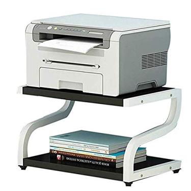Imagem de KIZQYN Suporte de impressora multifuncional rack de impressora criativa rack de armazenamento de cozinha rack de arquivos de mesa rack de cópia prateleira de mesa estante impressora de mesa (cor: latão, tamanho: pequeno)