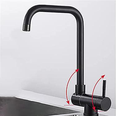 Imagem de Torneira de cozinha com janela interna giratória de 360° para pia de cozinha com janela giratória de 90° com abertura de janela giratória dobrável com alavanca única de latão sólido, 2 modos de pulverização, torneira de cozinha e banheiro com água quente (C)