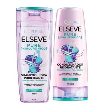 Imagem de Kit Shampoo Elseve Pure Hialurônico Hidra Purificante 400ml + Condicio