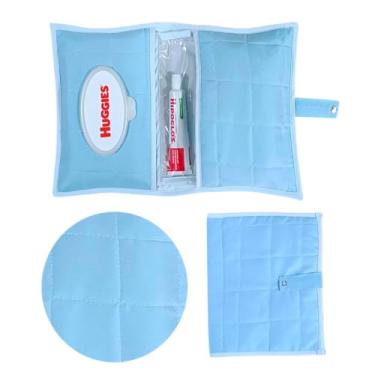 Imagem de Maria's Baby Porta Fraldas Lenço Umidecido Pomada Portátil Para Bebê Menina Menino Azul