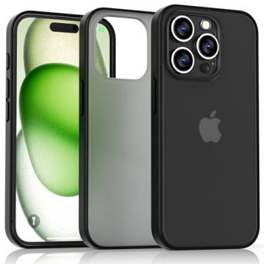 Imagem de Gatita Capa de plástico translúcido preta compatível com iPhone 15, capa de celular rígida grossa fosca aderente fosca à prova de choque compatível com iPhone 15 de 6,1 polegadas (Y2023) - preto