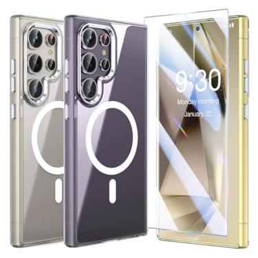 Imagem de MATEPROX Capas magnéticas transparentes para Samsung Galaxy S24 Ultra, capa transparente fina de cristal à prova de choque com protetor de tela para Samsung S 24 Ultra 5G (2024) - transparente