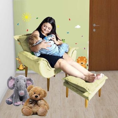 Imagem de Poltrona Puff Opala Amamentação Fixa E Confortável Tecido Suede Amarelo