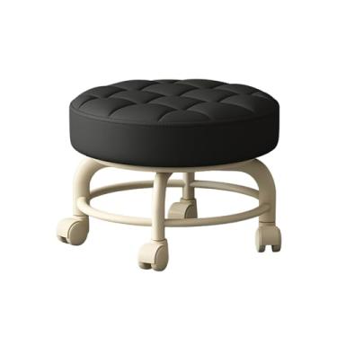 Imagem de Banqueta de rodinhas de baixa altura com rodas e rodas com rotação de 360 graus para limpeza doméstica, garagem, banco fixo, exterior, escritório, trabalho, limpeza de pisos (preto)