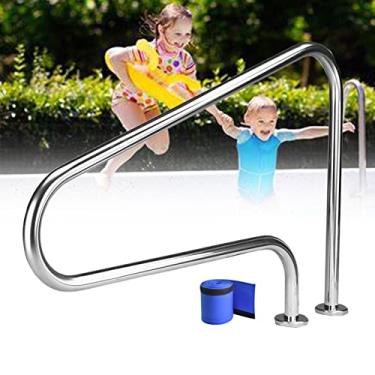 Imagem de Trilho de mão para piscina, corrimão de corrimão, capacidade de carga de 113 kg, à prova de ferrugem para piscinas enterradas com capa de nylon de 1,2 m