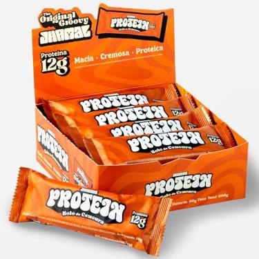 Imagem de JHAMAL Barra de Proteína Vegan Bolo de Cenoura - Cremosa, Rica em Proteínas, Saudável - Vegana - Sem Glúten, Sem Adição de Açúcar, Sem OGM - Caixa com 12 un, 600g