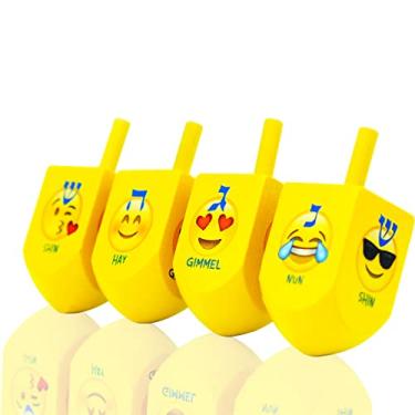 Imagem de Hanukkah Emoji Dreidels! Transliteração em hebraico e inglês (pacote com 24 unidades) – Instruções incluídas!
