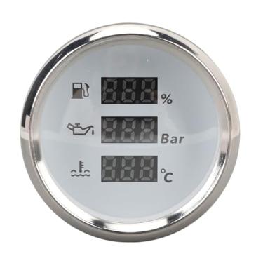 Imagem de Medidor de Barco 52mm, Abs, Display Digital, Nível de óleo, Pressão do óleo, Medidor de Temperatura água Com Luz de Fundo para Iates, Rvs, Caminhões, (Moldura prateada com