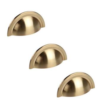 Imagem de Kit 3 puxador shell gold escovado zen 64mm zp4318.b00