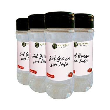 Imagem de Sal Grosso Sem Iodo Alta Qualidade Premium Pote com Dosador Kit 4 130g