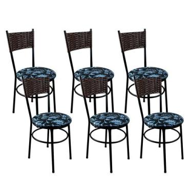 Imagem de 6 Cadeiras Para Cozinha Viena Marrom - Laumar, Floral Preto