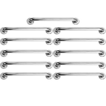 Imagem de Barra Alça Apoio 50cm Aço Inox Banheiro Kit 11 Uni Segurança Gestante 