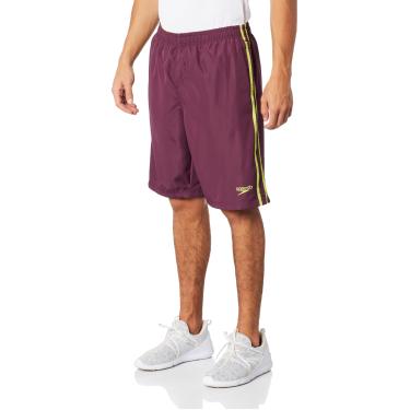 Imagem de Bermuda de Natação, Speedo, Bold, Microfibra com Recortes Contrastantes, tamanho P - Bordô/Amarelo