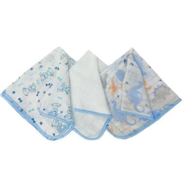 Imagem de Fraldinha de Boca Premium 30x30cm 100% algodão Kit com 12 - Dugu, Masc