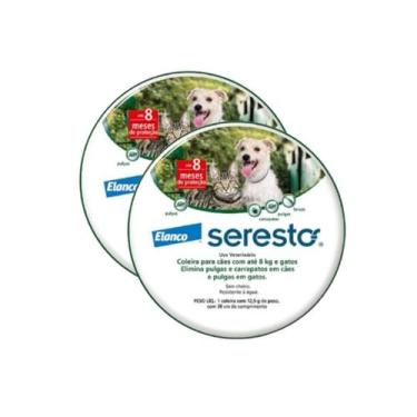 Imagem de 2x coleira Antipulgas Elanco Seresto Para Cães e Gatos Até 8kg