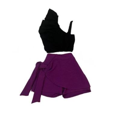 Imagem de Roupa De Menina Cropped E Short Saia Novidade Coleção Verão - AK FASHI