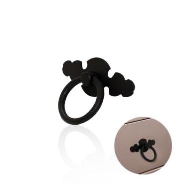 Imagem de Puxador Colonial Argola Decorativo Em Epoxi Preto Fosco - Bigfer, Colo