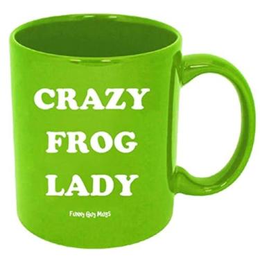Imagem de Funny Guy Mugs Caneca de café de cerâmica Crazy Frog Lady, verde, 325 ml