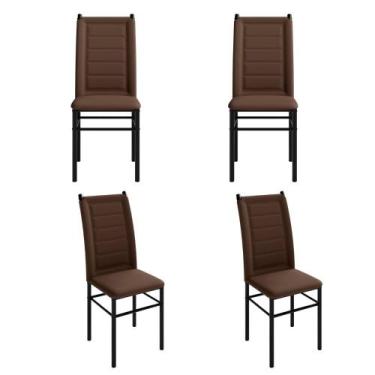 Imagem de Conjunto 4 Cadeiras Sala Jantar Cozinha Estofada Moderna Aço Tubo - Ar
