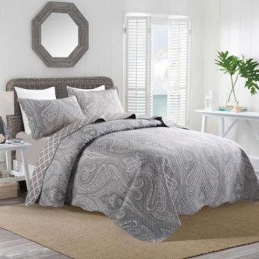 Imagem de Cobre leito de Solteiro Estampado dupla Face Cinza Bangkok - Nathalia 