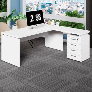 Imagem de Mesa L Escrivaninha 1,70m Gaveteiro 4 Gavetas Pés Painel F5 - F5 Offic