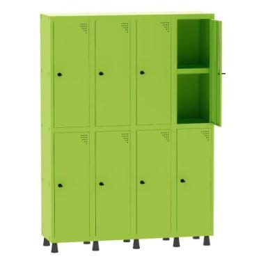 Imagem de Armário Guarda Volume Locker Roupeiro 4 Vãos 08 Portas Com Prateleira 