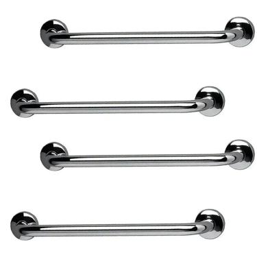 Imagem de Barra de Apoio Inox 60cm Idoso Kit 4 unidades Banheiro Box Deficiente Cadeirante Acessibilidade Segurança Suporte Corrimao Escada