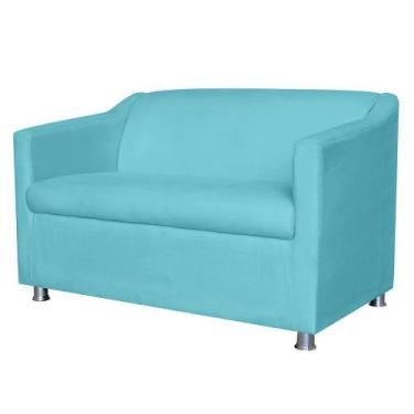 Imagem de Namoradeira Decorativa Tilla Pés Cromados Suede Azul Turquesa - DS Est