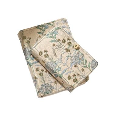 Imagem de Joucien Caderno literário criativo e personalizado de folhas soltas, caderno retrô fofo e simples - capa A6 + papel em branco - hibisco/tecido