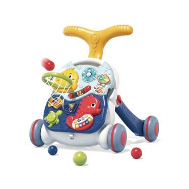 Imagem de Zippy Toys, Andador 2 em 1 Fundo do Mar Plástico PP e ABS 46,5x41x45 cm Centro de Atividades Infantil, Azul e Amarelo